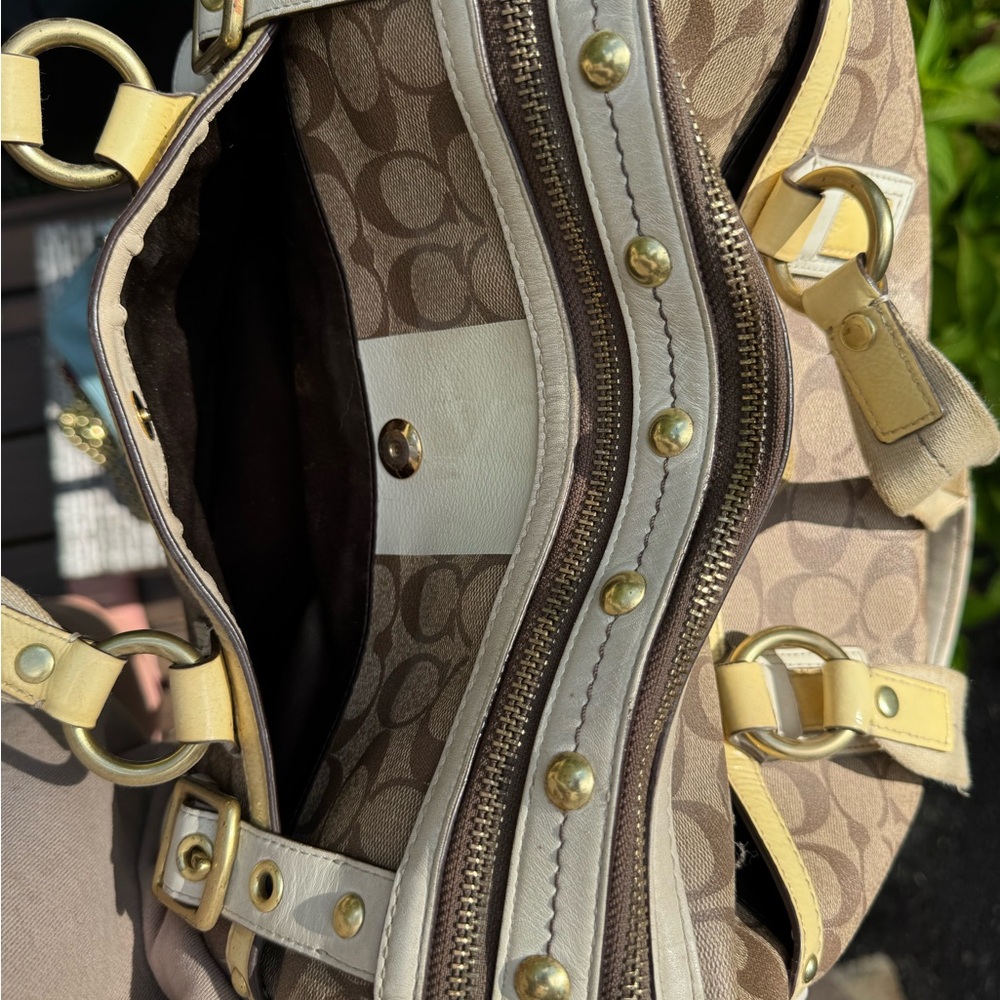 Coach Tan and Cream Signature Satchel - Picture 9 of 12